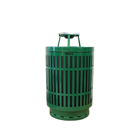 Witt Industries Green Outdoor Receptacle with Laser Design with Ash Top MAS40P-AT-GN