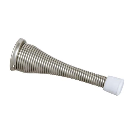 Greengrass 3 in. Steel with Plastic Tip Spring Door Stop, Satin Nickel Silver GR1676358