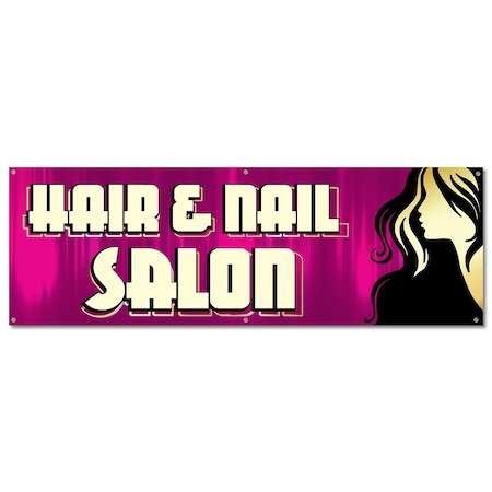 Signmission Hair And Nail Salon, 24 Inch, Banner B-72-30383