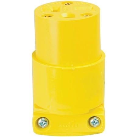 Eaton Wiring Devices Straight Blade Connector, 6-20R, 20 A, 250V AC, 2 Pole, 3 Wire, Screw Terminals, Yellow 4229-BOX