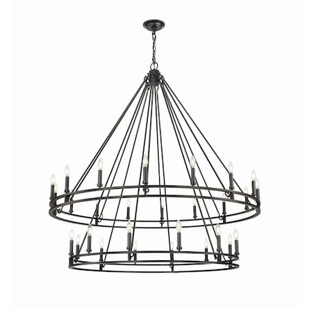 Z-Lite Dennison 28 Light Chandelier, Matte Black, 60 In W x 61 In H 4005-28MB