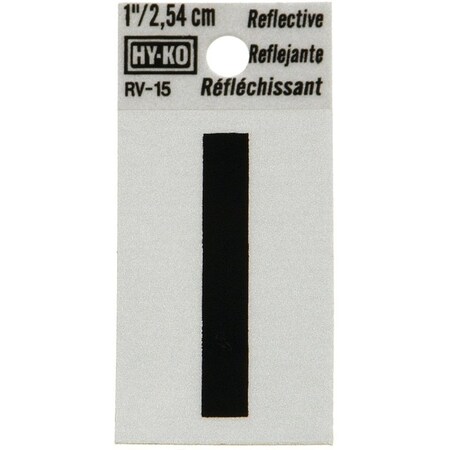 Hy-Ko Reflective Letter, Character: I, 1 in H Character, Black Character, Silver Background, Vinyl RV-15/I