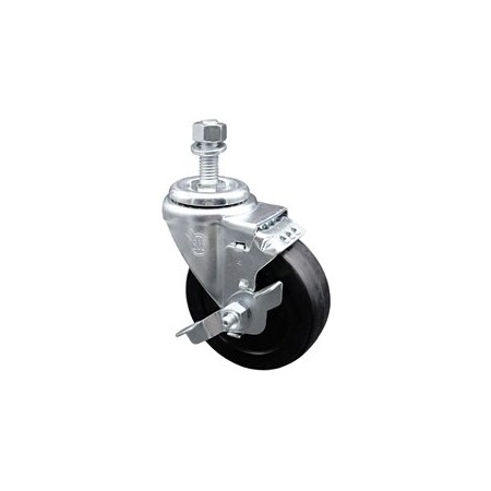Service Caster 4 Inch SS Soft Rubber Wheel Swivel 12mm Threaded Stem Caster with Brake SCC SCC-SSTS20S414-SRS-TLB-M1215