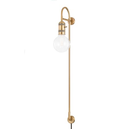 Troy Lighting Dean 1 Light Plug-In Sconce 5 In. Patina Brass PTL8136-PBR