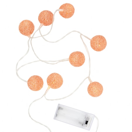 Elegani Rose Gold Woven Copper Ball String Lights - 10 LED Mini Globe Lights, Warm White, 2.4ft PH-600190
