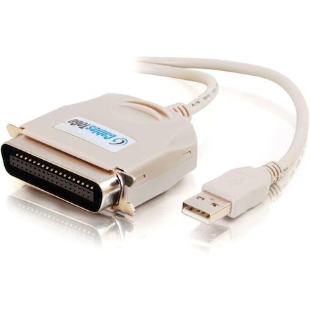 C2G 6ft USB IEEE-1284 Parallel Printer Adapter Cable - Type A Male, Centronics Male - 6ft - Beige 16898