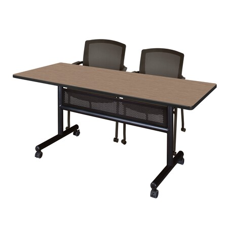 Regency Kobe Flip-Top Training Nesting Table W/ Modesty Panel & 2 Knight Mesh Chairs, 60 in W, 24 in L MKFTM6024NO56CBK