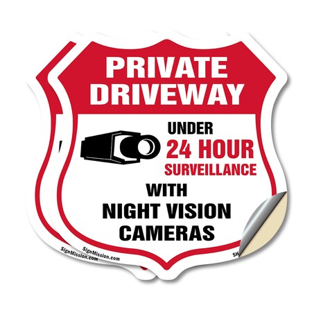 Signmission Private Driveway Shield Sign Under 24 Ho, 18 inch X 18 inch, Vinyl Decal, 2PK SHI-D-2PACK-18-437