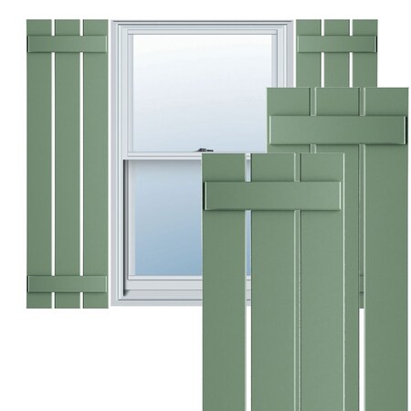 Ekena Millwork True Fit PVC, Three Board Spaced Board-n-Batten Shutters, Track Green, 17 1/8W x 28H, PR TFP101SBF17X028TG