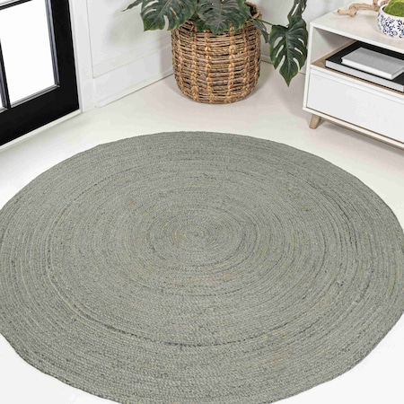 Jonathan Y Zara Braided Coastal Cottage Round Jute Gray 6 ft Round Area Rug RNF116D-6R