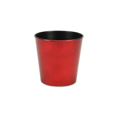 Homeroots 5in Red Recycled Plastic Indoor Outdoor Round Pot Planter 488319