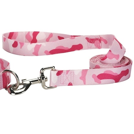 Casual Canine Camo Dog Leash Lead, 6 ft L, 1 in W, Nylon Line, Pink, Fastening Method: Swivel Snap ZA6751 66 75