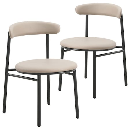 Leisuremod Lume Modern Dining Side Chair in Polyester with Black Steel Frame in Dark Taupe, 2PK LC20DTP2