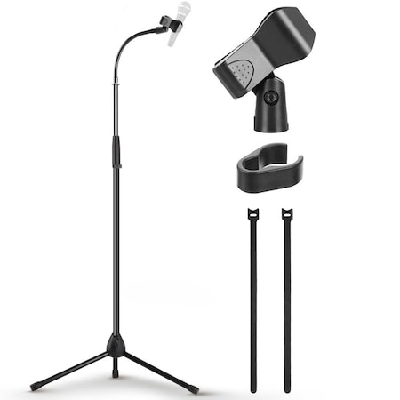 Pyle Tripod Mic Stand, Adjustable Gooseneck Microphone Stand, Sturdy Build, Non-Slip Rubber Feet, Folds PMKS58GN