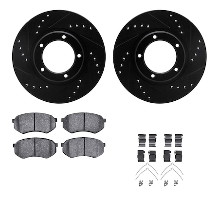 Dynamic Friction Co DFC Brake Rotor Drilled & Slotted - Black- w/Ultimate Duty Brake Pad & HW Kit 8412-76010