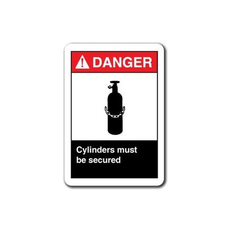 Signmission 10 in Height, Plastic, 10" x 7", ANSI-710DS Cylinders Must Be Secured ANSI-710DS Cylinders Must Be Secured