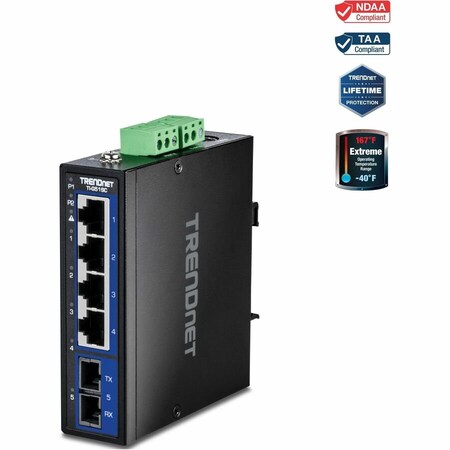 Trendnet 5-PORT HARDENED INDUSTRIAL GIGABIT DIN-RAIL SWITCH WITH MULTI-MODE SC PORT TI-G51SC