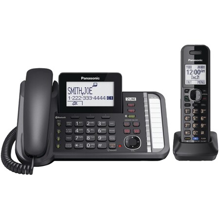 Panasonic 1-Handset Link2Cell 2-Line Digital Corded/Cordless Combo Phone W/Landline Answering Machine, Blk KX-TG9581B
