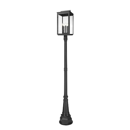 Z-Lite Hartwell 5-Light Outdoor Post Mounted Fixture, 14.25 in W x 108.75 H, Sand Black 5019PHXLR-564P-BK