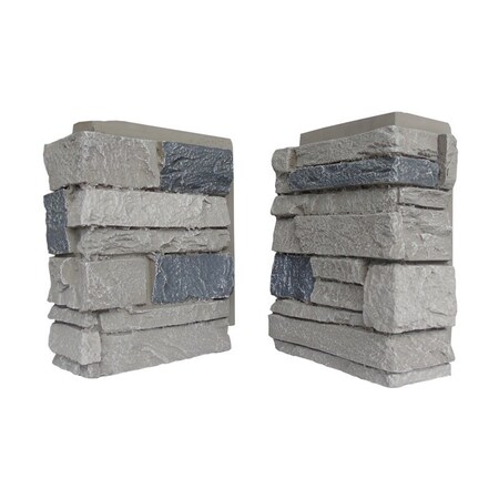 Durakwik Stone Siding Corner, 13 in L, 10 in W, 4 in Thick, Interlocking Edge, Ledgestone Profile, 4PK 308ATC