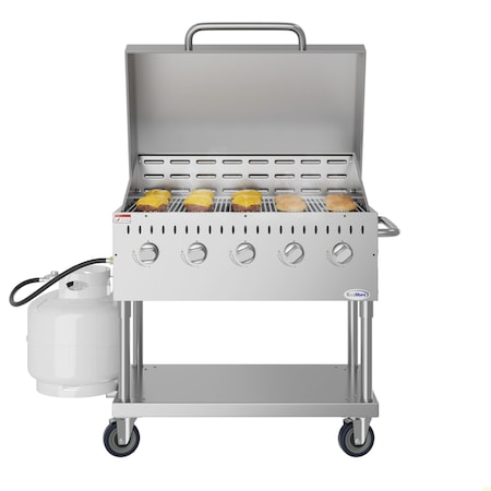 Koolmore 36 in. Commercial Outdoor Propane Gas Grill With Roll Dome Cover in Stainless-Steel CGKIT3-36D