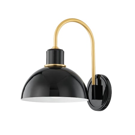 Mitzi Zio & Sons X Camille 1 Light Wall Sconce 9 In. Aged Brass/Glossy Black H769101-AGB/GBK