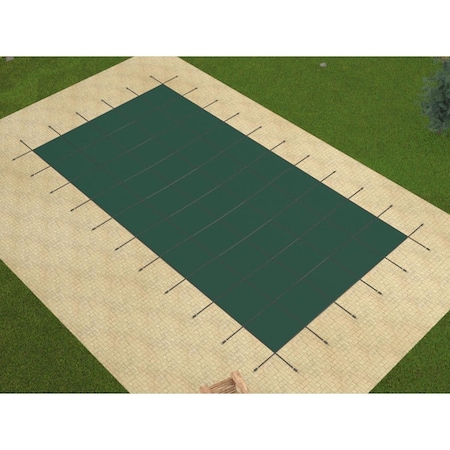 Gliwin 16 x 32 ft. Rectangular Green Mesh Swimming Pool Safety Winter Cover 201632RESAPGRN