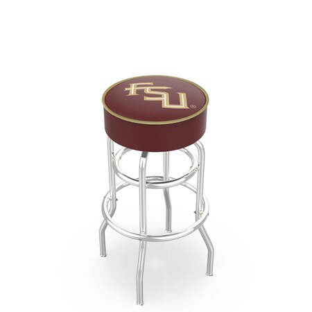 Holland Bar Stool Co 30" Florida State Script Cushion Seat, 2-Ring Chrome Swivel Bar Stool L7C130FSU-FS