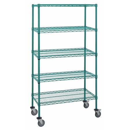 Quantum Storage Systems 7-TIER MOB CART GREEN EPOXY W/ INLAY & LH 18x48x80in M1848P47-7LH45C
