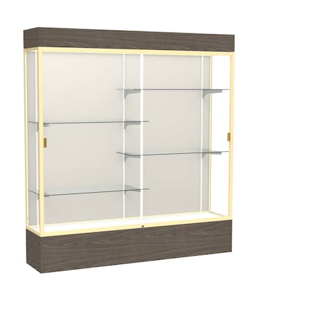 Ghent Lighted Floor Display Case 72x80x16, Plaque, Champange 2176PB-GD-WV