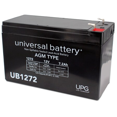 Upg Sealed Lead Acid Battery, 12 V, 7.2Ah, UB1272, F1 (Faston Tab) Terminal, AGM Type 40760