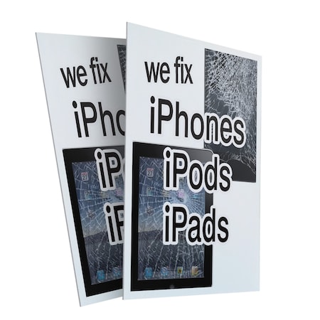 Signmission We Fix Iphones Ipods Ipads, Plastic Signs Only 24 Inch x 36 Inch, Corrugated Plastic, 2PK CSB-2436-2PACK-WeFixIphonesIpodsIpads
