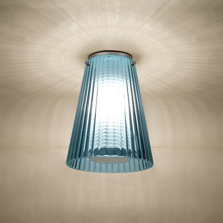 Besa Lighting Dion Ceiling, Blue Shade, Satin Nickel Finish, 1x9W LED DIONBLC-LED-SN