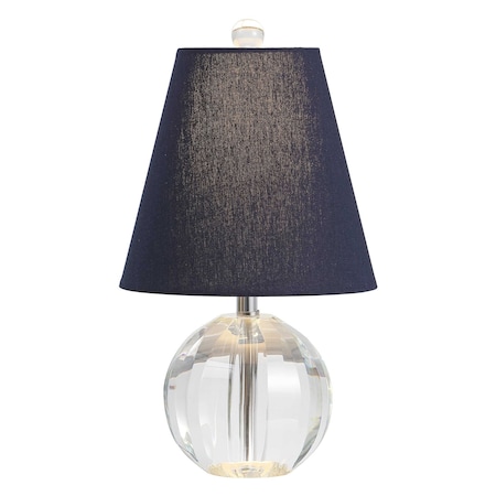 Jonathan Y Goddard 16" Crystal Ball/Metal LED Table Lamp, Clear/Navy JYL2079D