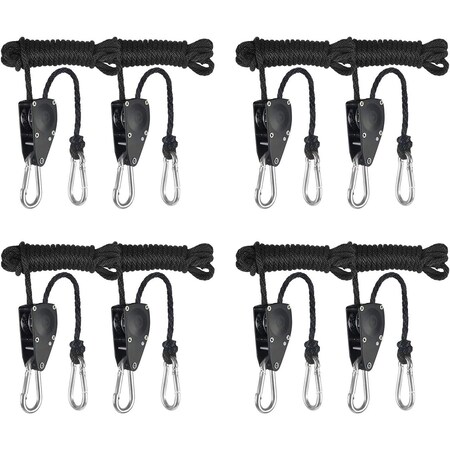 Ipower 1/4 Inch Adjustable Grow Light Hangers, 8 Feet Long Heavy Duty Rope Hanger 300lbs Weight Cap GLROPEMG4X4