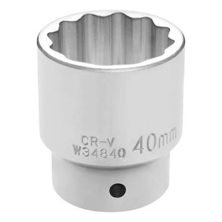 Performance Tool 3/4 in. Dr. 40mm 12pt Socket, Fastener Rounding, CrV, Corrosion Resistant W34840