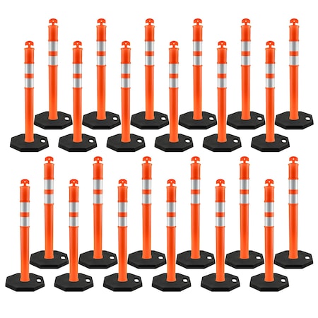 Xpose Safety 42in  T-Top Orange Traffic Delineator Post with 13 LB PVC Base, 24PK DLTB-ORG-42-24-X