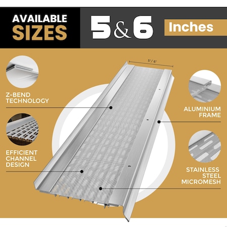 Waterlock Micromesh 5" K-Style & Box Gutters Aluminum/SS Gutter Guard, White, 1ft Sample WM-5KS-001-WHT