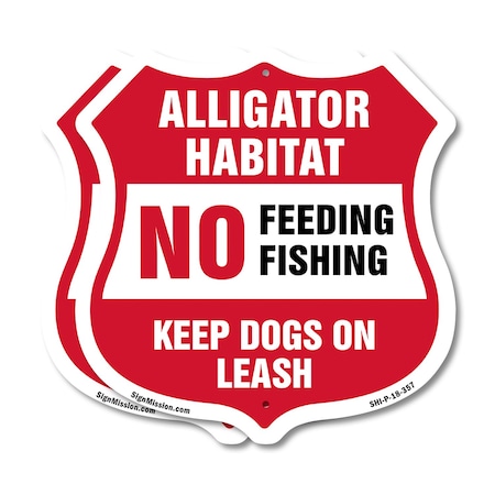 Signmission Alligator Warning Shield Sign Alligator, 18 inch X 18 inch, Plastic Sign, 2PK SHI-P-2PACK-18-357