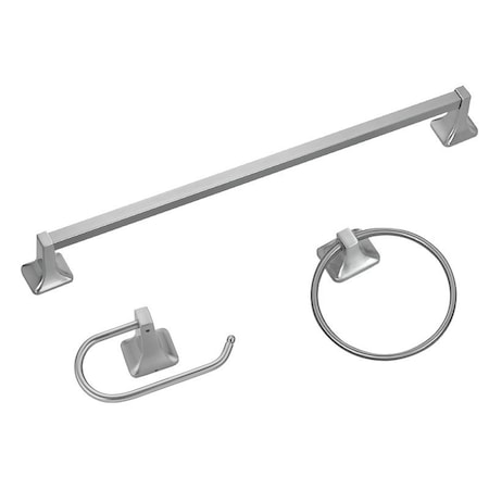 Boston Harbor Manhattan Bath Hardware Set, Aluminum/Steel/Zinc, Brush Nickel, 3-Piece, For: Bathroom 3603BN