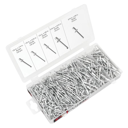 Performance Tool 500 pc. Rivet Assortment, Aluminum Rivets W5228