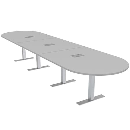 Skutchi Designs 16ft Conference Table With Power Unit | 16 Person Modular Racetrack Meeting Table | Harmony Series HAR-RAC-48X192-T-U779-ESIL
