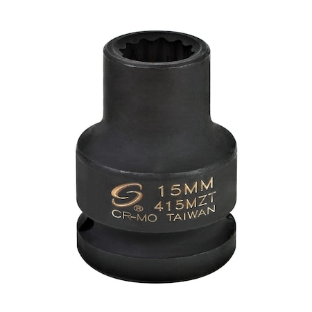 Sunex 3/4 in Drive 15Mm 12-Point Thin Wall Impact Socket 415MZT