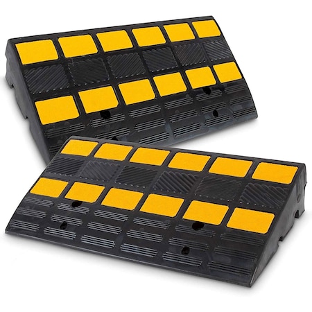 Pyle PyleCar Vehicle Curbside Driveway Ramp - 2PC Heavy Duty Rubber, For Loading Dock, Truck Mobility PCRBDR44