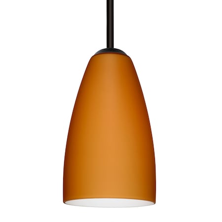 Besa Lighting Besa Riva 9 Pendant, Amber Matte, Black Finish, 1x 9W LED 1TT-151180-LED-BK