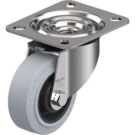 Zoro Select Swivel Plate Caster, Rubber, 3-1/8 in., 308 lb, Gry LEX-POEV 80XR-SG