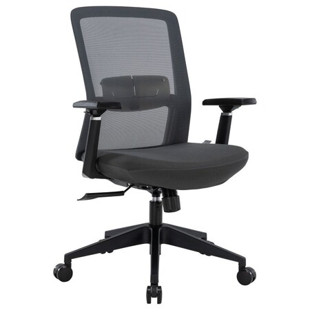Leisuremod Ingram Office Task Chair with Adjustable Armrests and Swivel and Tilt, Grey/Grey IO20GR-C