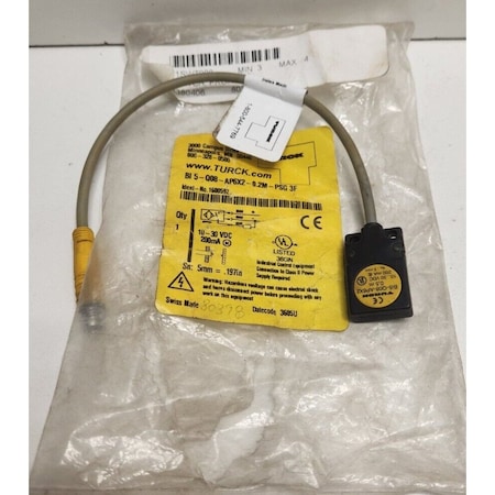 Turck 30V INDUCTIVE SENSOR BI5-Q08-AP6X2-0.2M-PSG3F