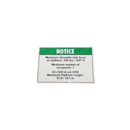 Genie REPLACEMENT DECAL NOTICE SIDE FORCE ANSI 82211GT