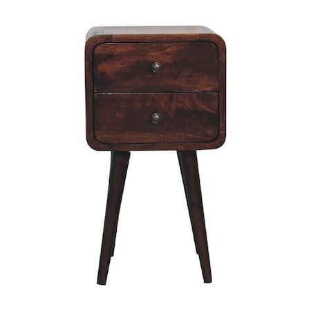 Homeroots 22" Brown Solid Wood Square Two Drawer Nightstand 651793